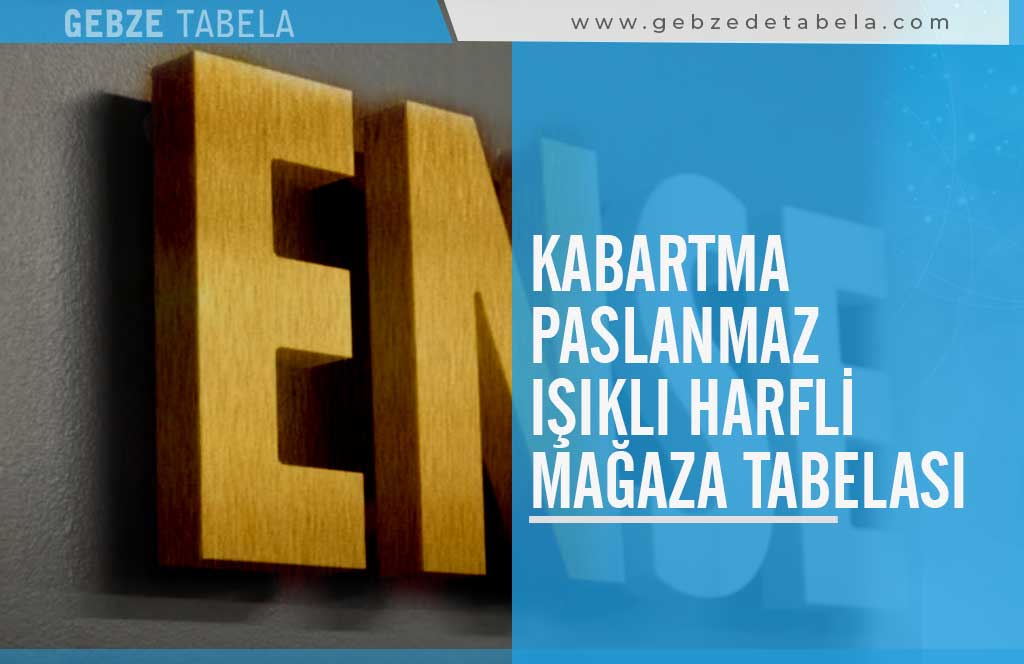 Kabartma Paslanmaz Işıklı Harfli Mağaza Tabelası